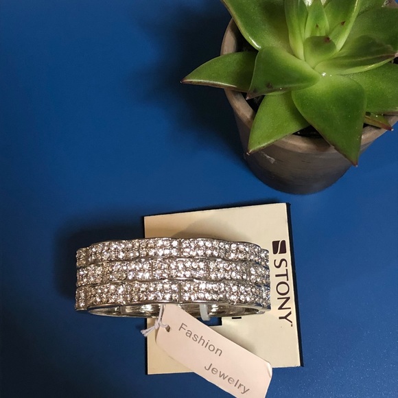 Silver Rhinestone Bangle - Picture 2 of 5